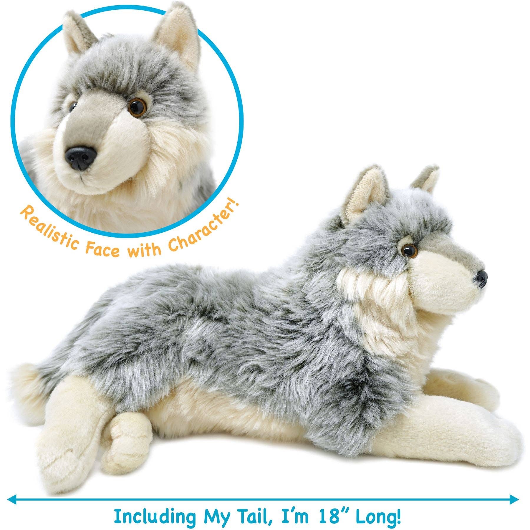Whitaker The Wolf | 15 Inch Stuffed Animal Plush