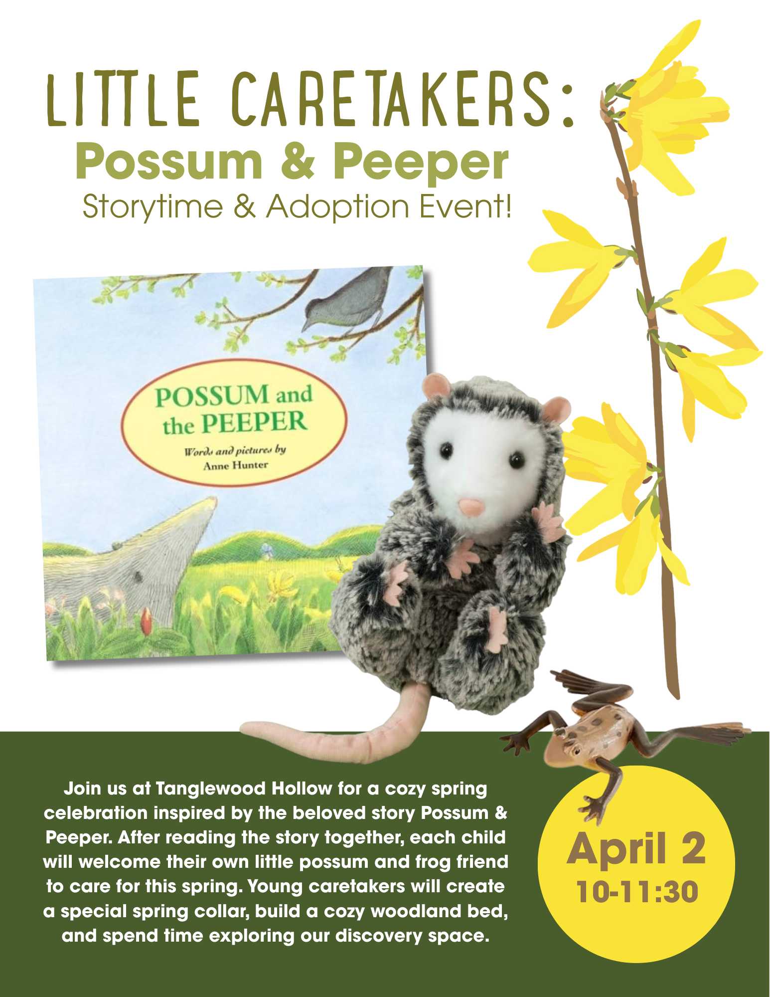 Little Caretakers: Possum & Peeper Springtime Story & Adoption Event