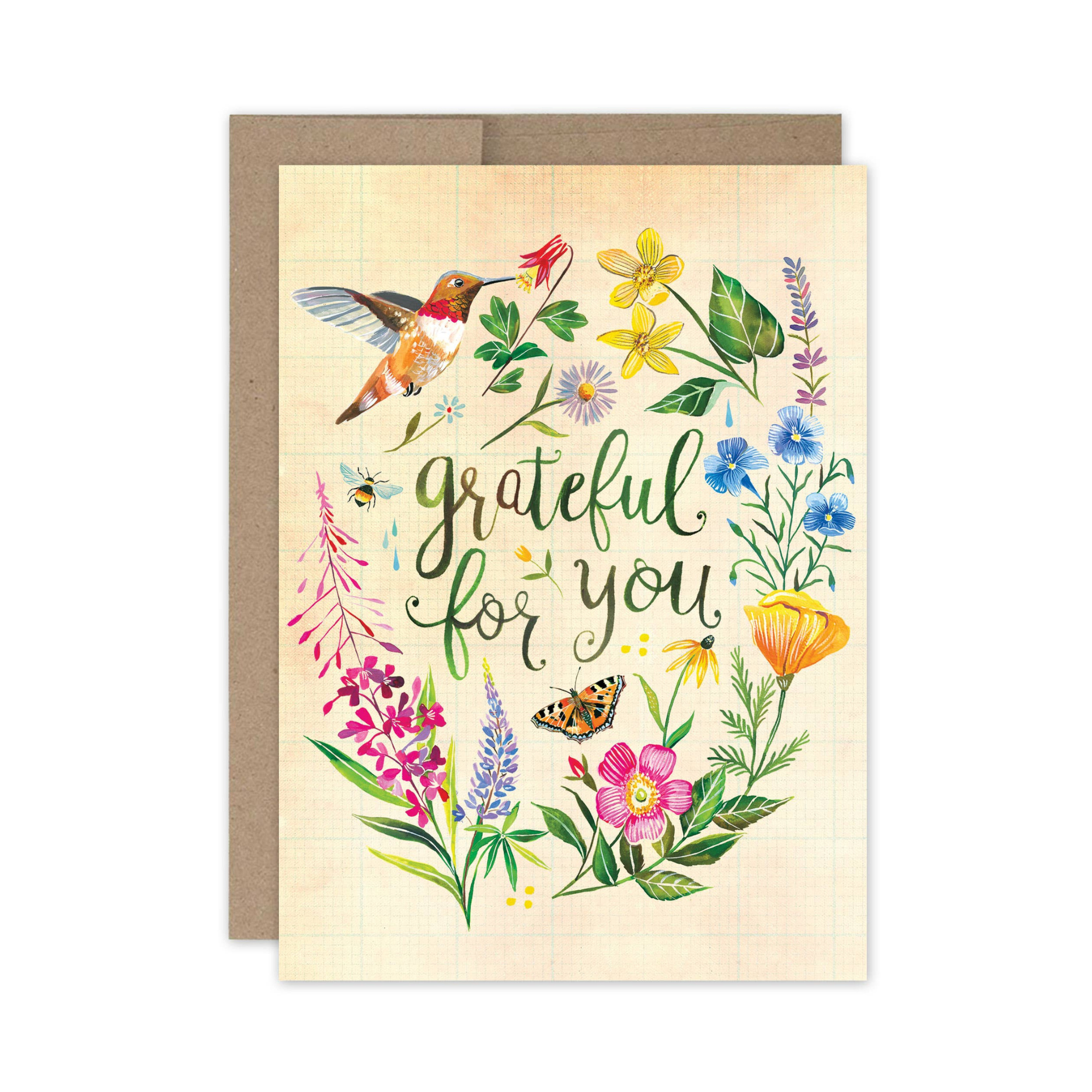Grateful Hummingbird Thank You Card