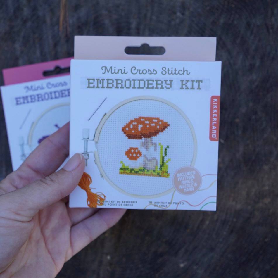 Kikkerland Mini Cross Stitch Embroidery Butterfly Kit