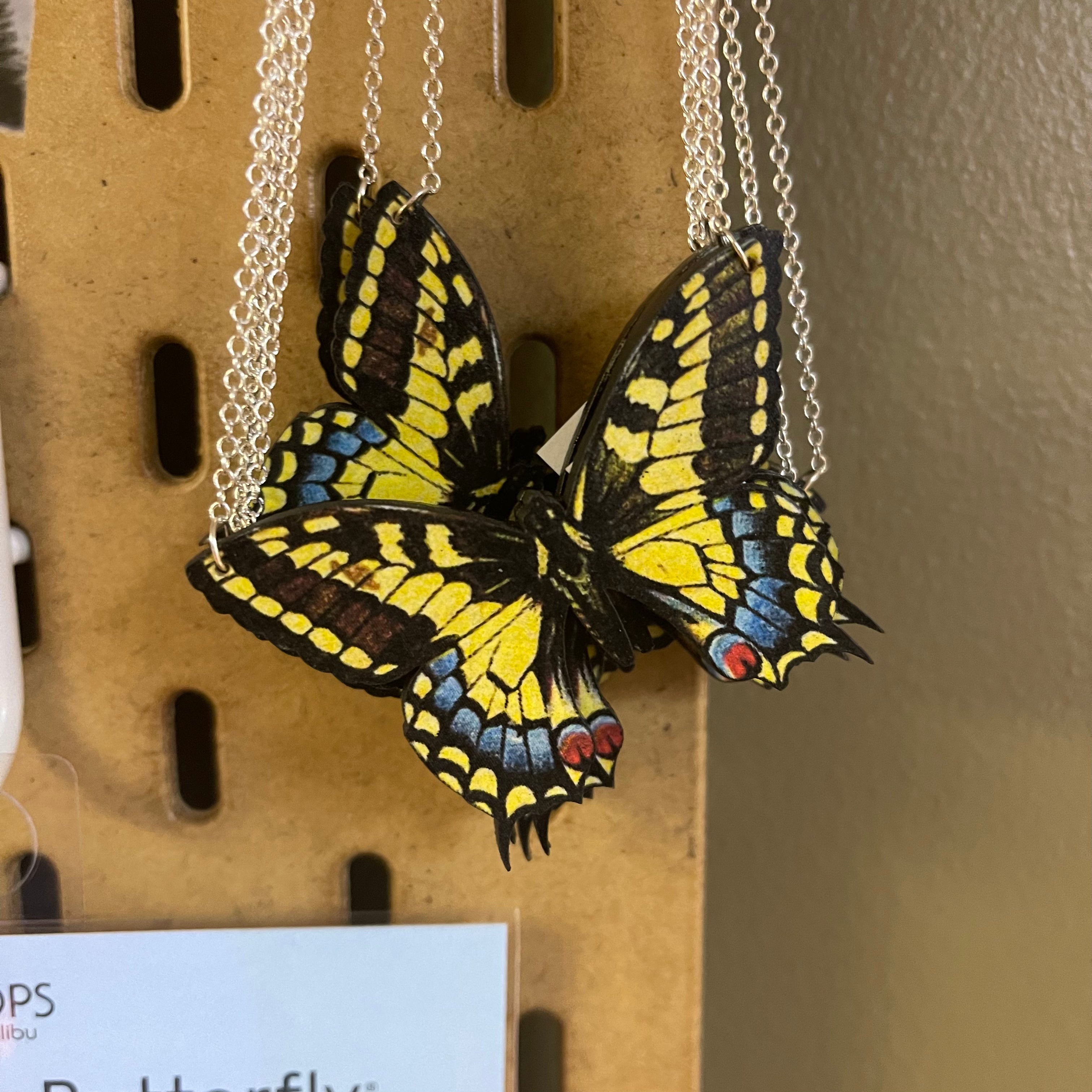 18" Yellow Anise Swallowtail Butterfly Necklace