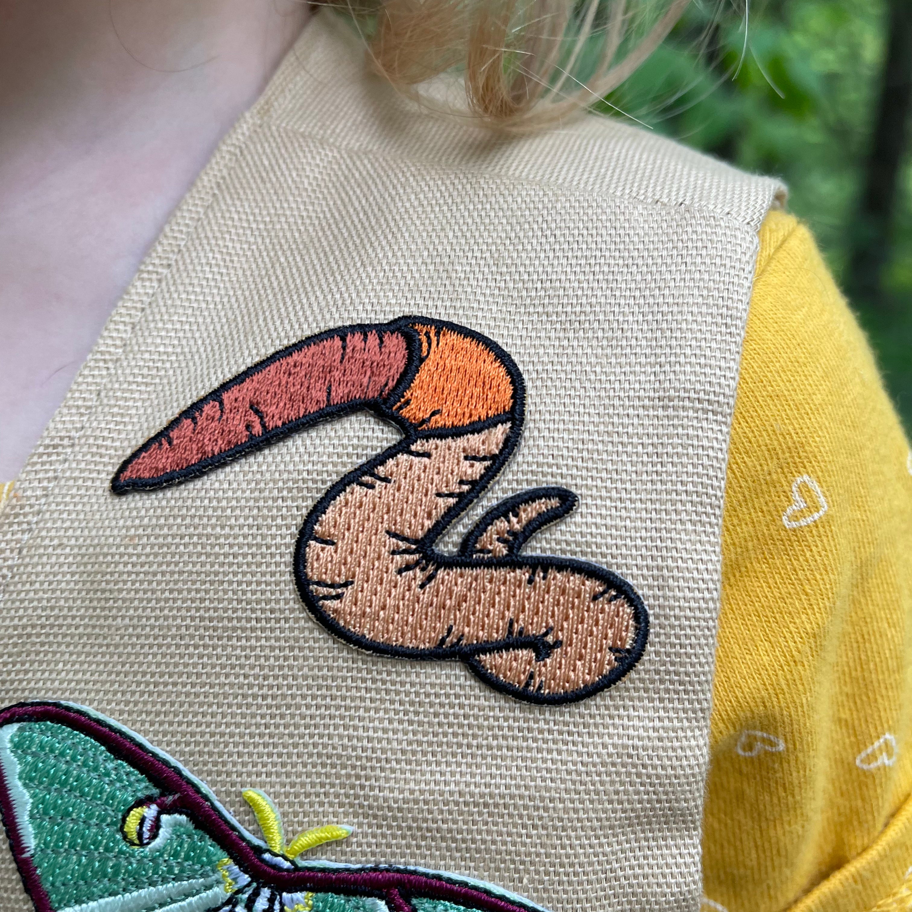 Earthworm Iron-On Patch